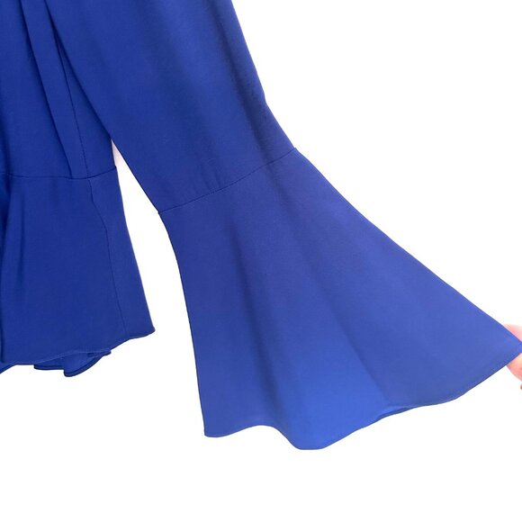 Nicole Miller Atelier Bell Sleeve Sapphire Blue Blouse, size Small - Picture 4 of 11